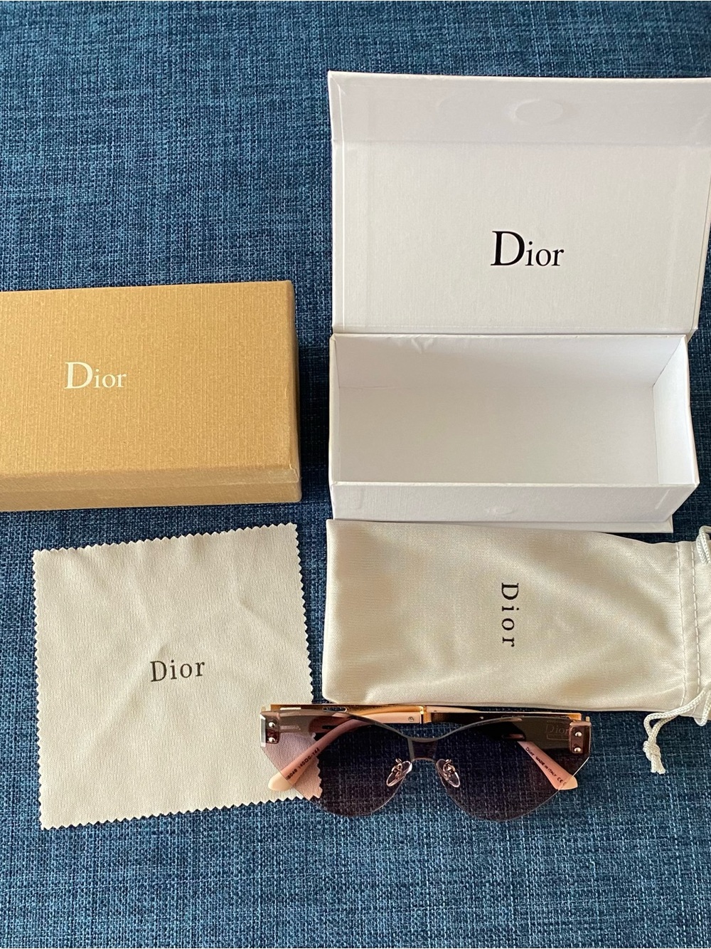 Dior Women’s Pink Gradient Rimless Sunglasses with Gold Accents